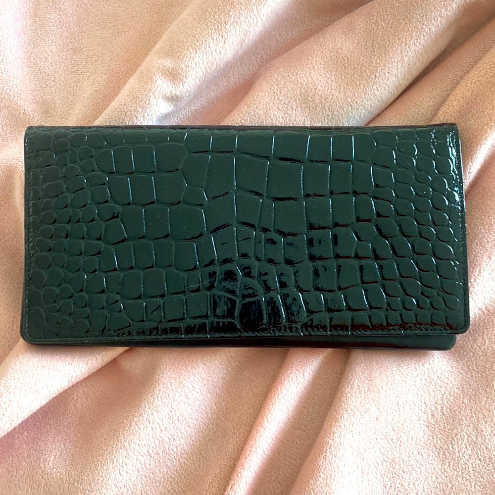 LODIS black clutch wristlet real leather
